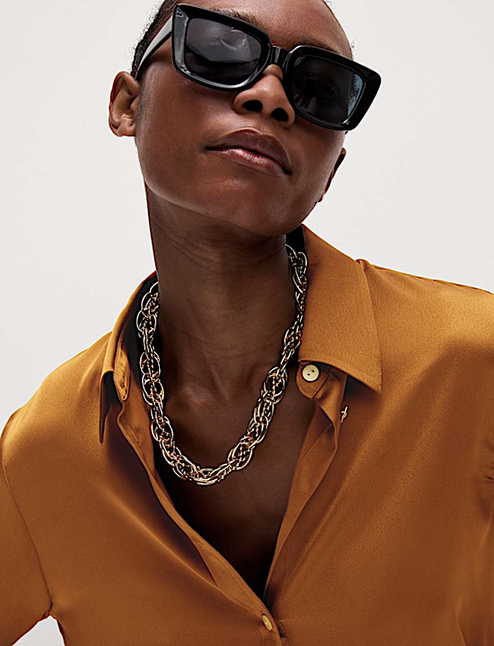 Satin Collared Button Through Shirt