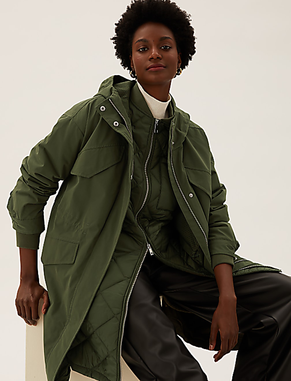 3 in 1 Relaxed Parka Coat
