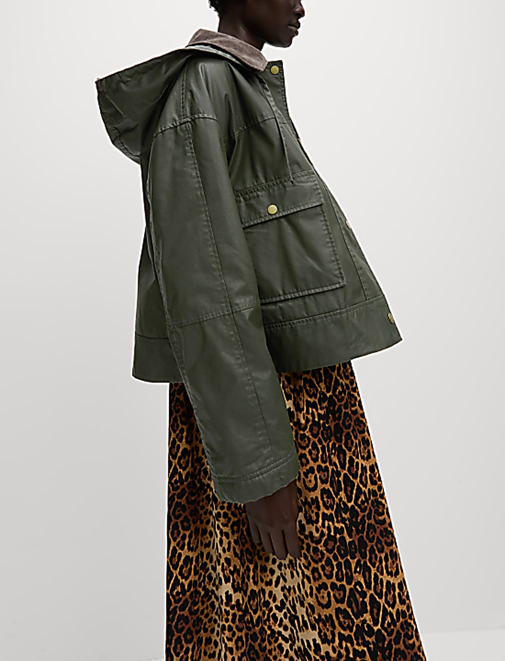Waxed Hooded Short Jacket