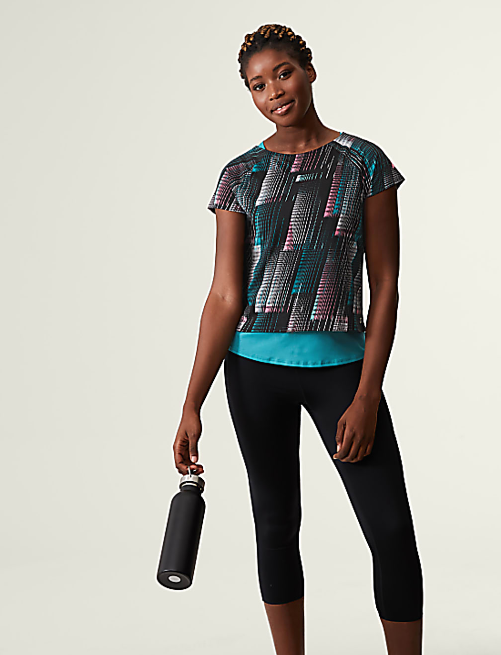Printed Scoop Neck Double Layer T-Shirt