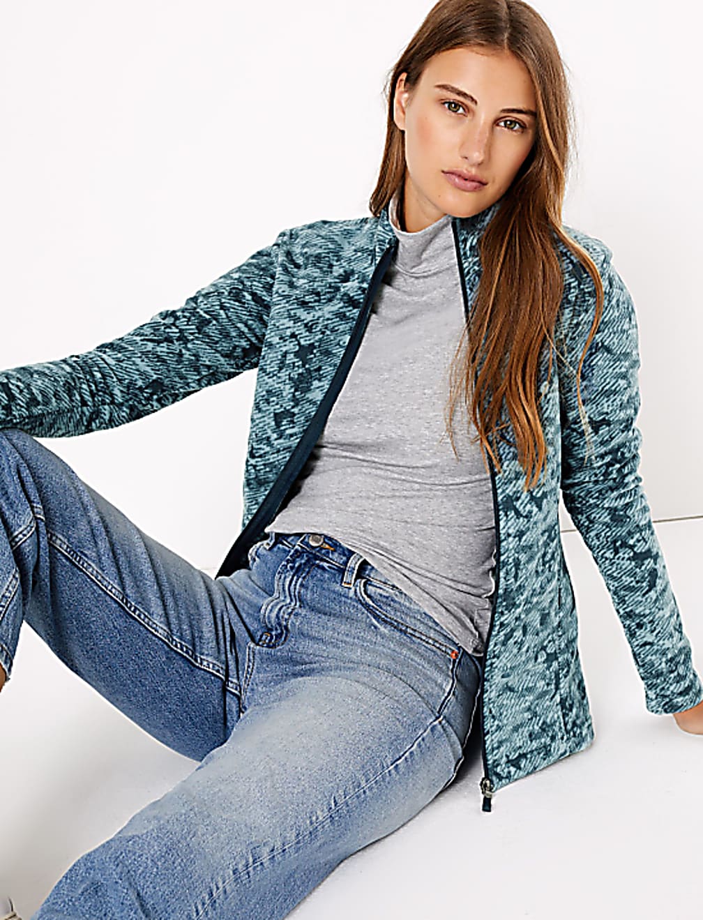Panelled Printed Fleece Jacket