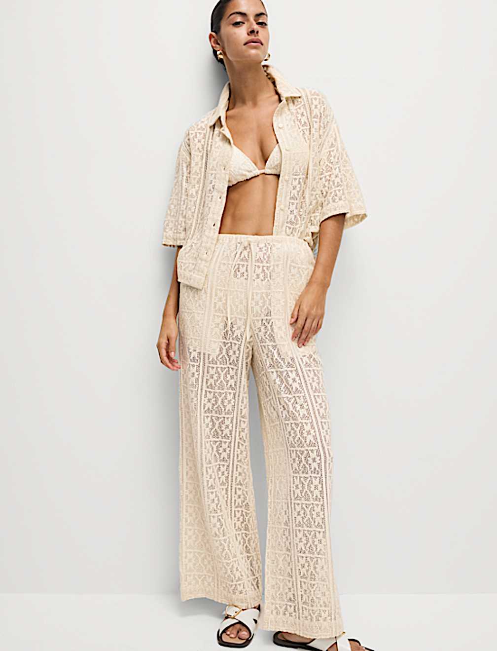 Pure Cotton Crochet Beach Trousers