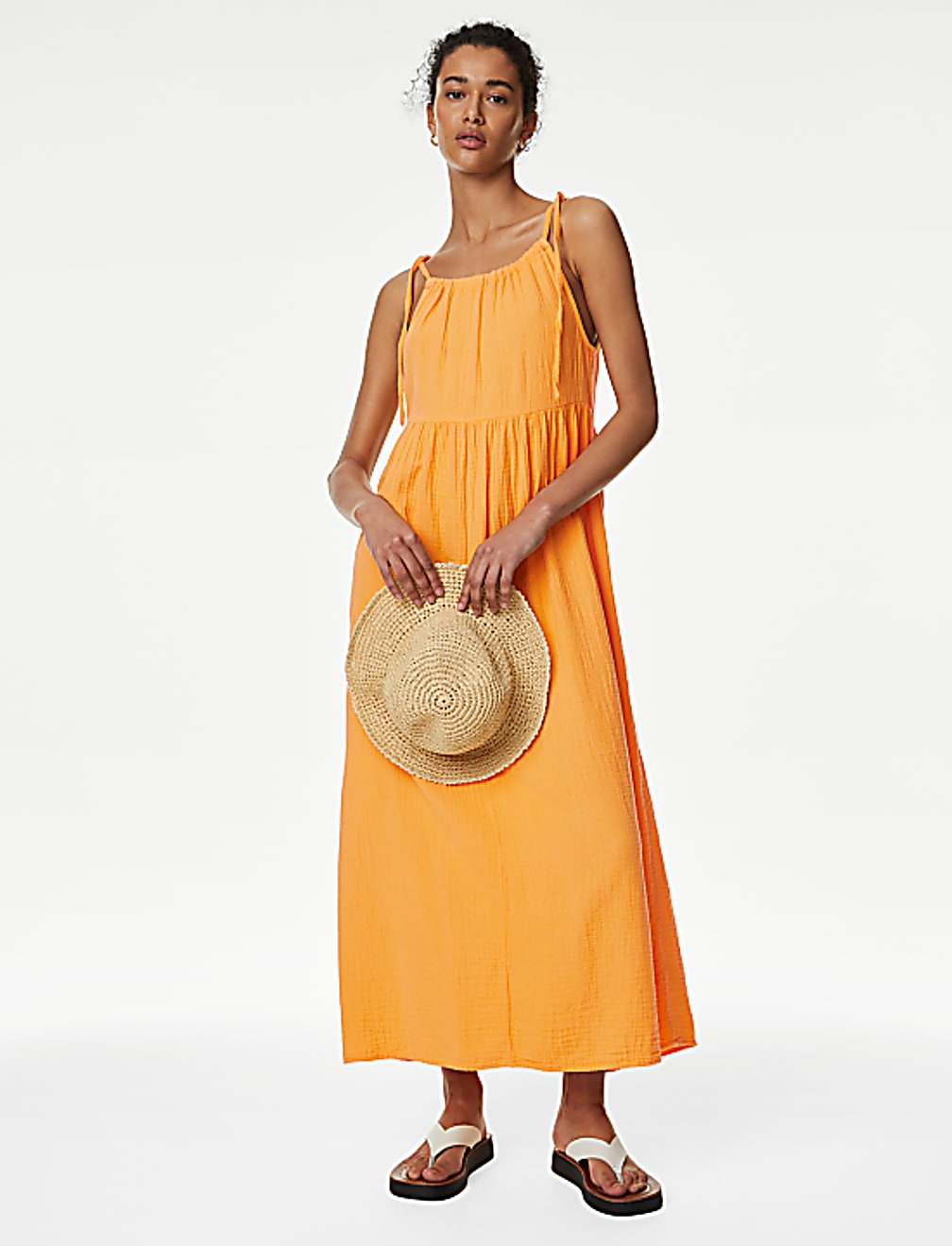 Pure Cotton Square Neck Midaxi Beach Dress