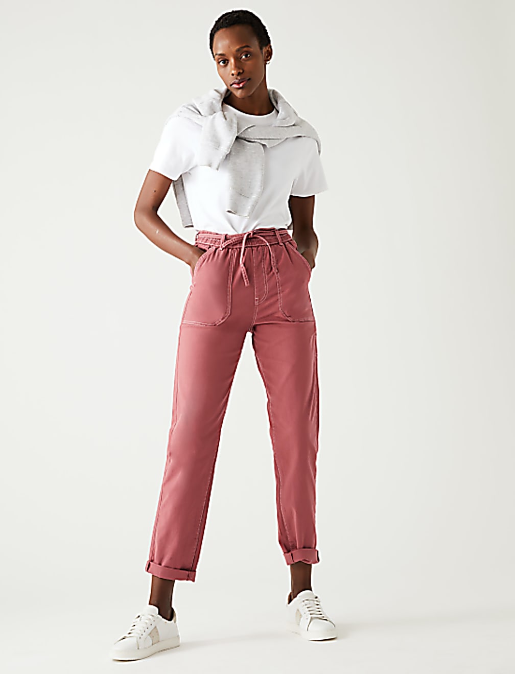 Cotton Rich Contrast Stitch Slim Fit Joggers