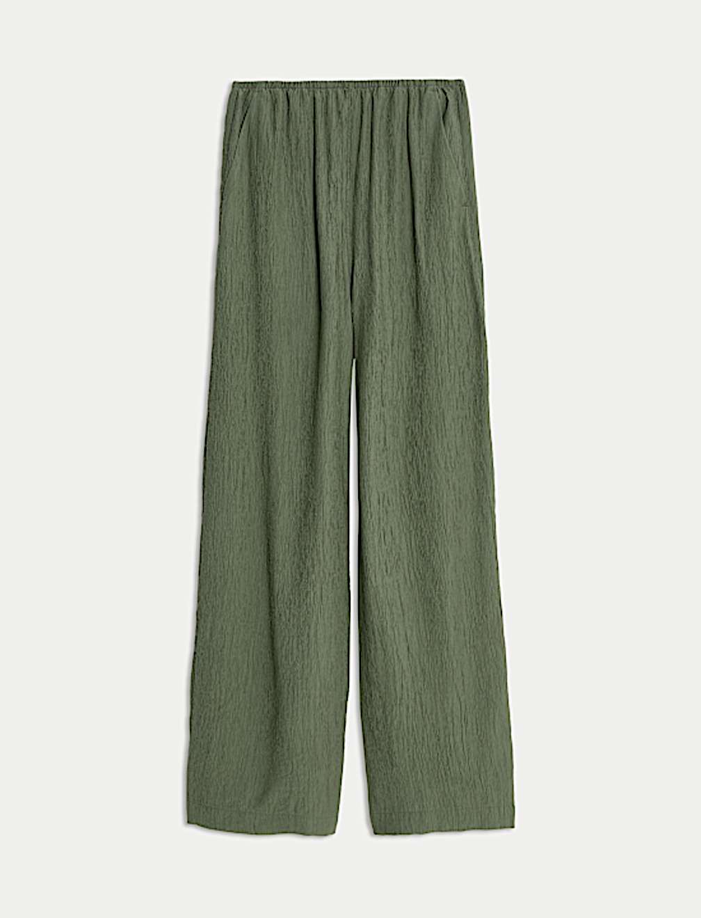 Viscose Rich Crinkle Elasticated Waist Wide Leg Trousers