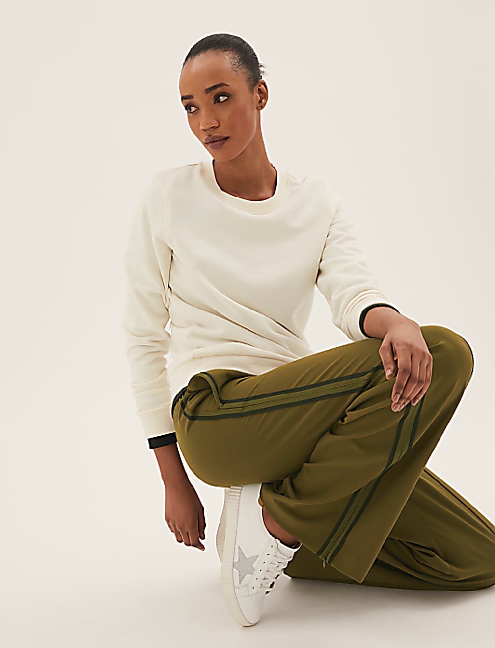 Side Stripe Wide Leg Trousers