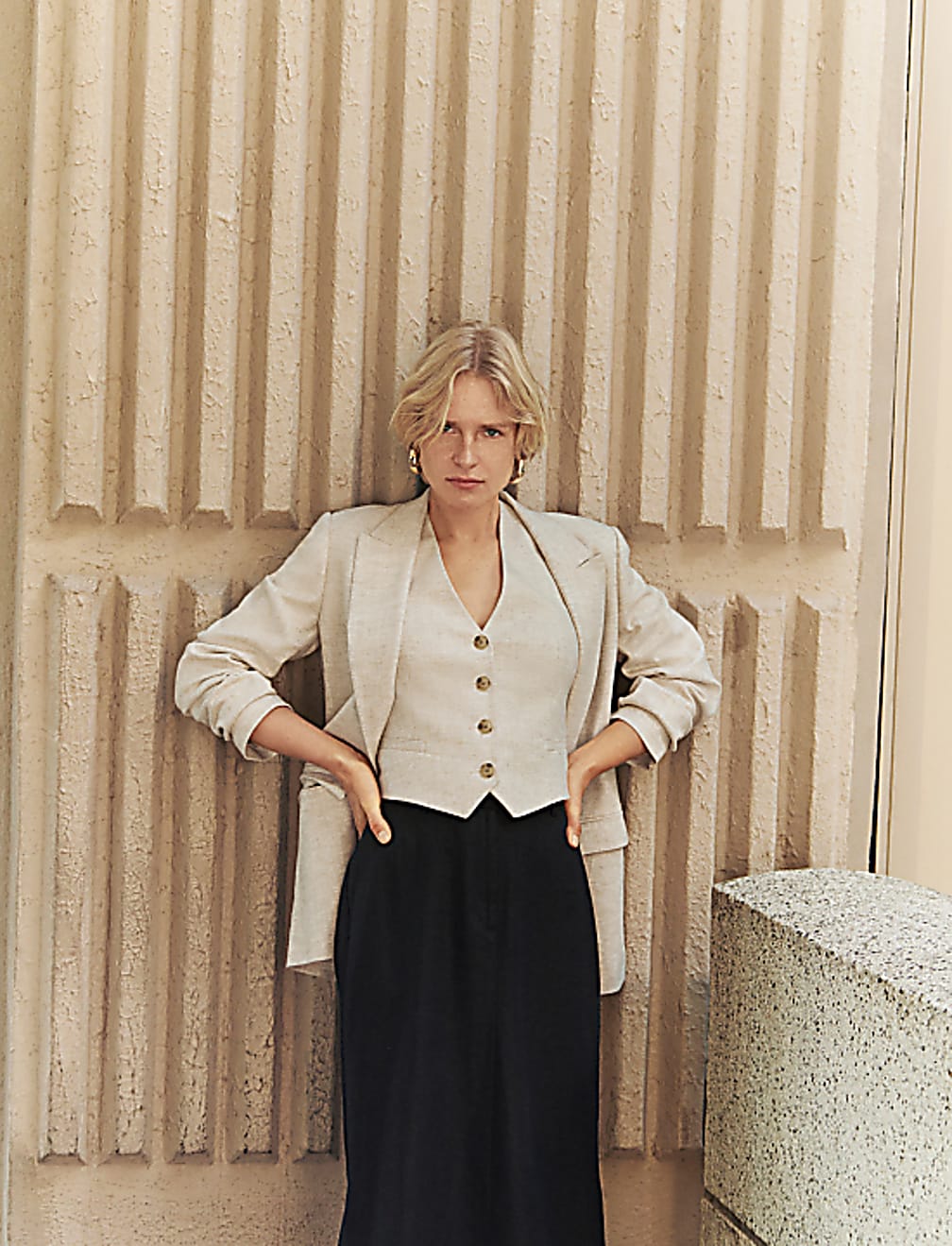 Linen Blend Tailored Waistcoat