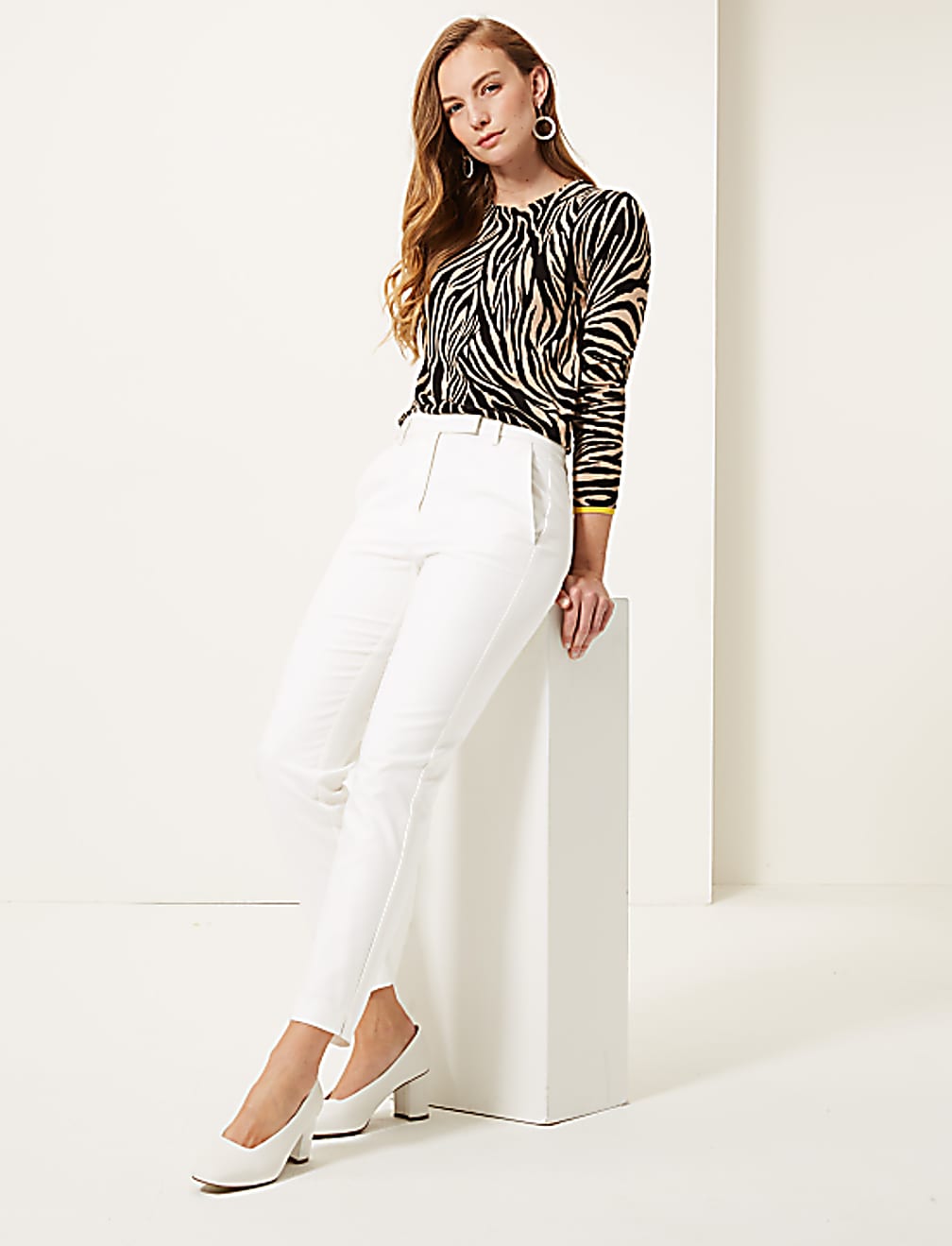 Cotton Rich Slim Fit 7/8 Trousers