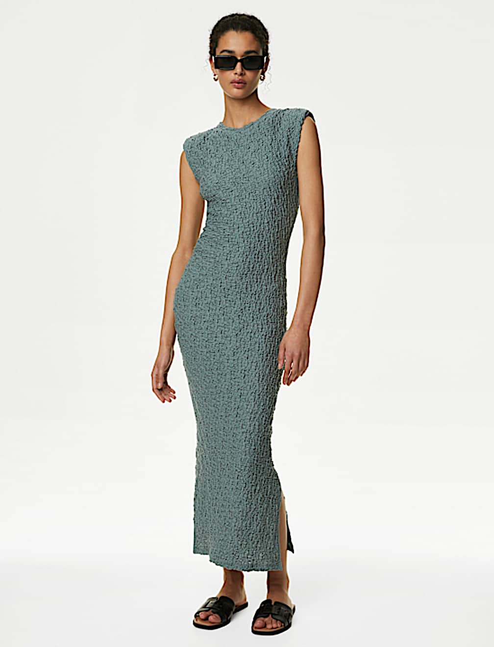 Jersey Textured Midi Bodycon Dress