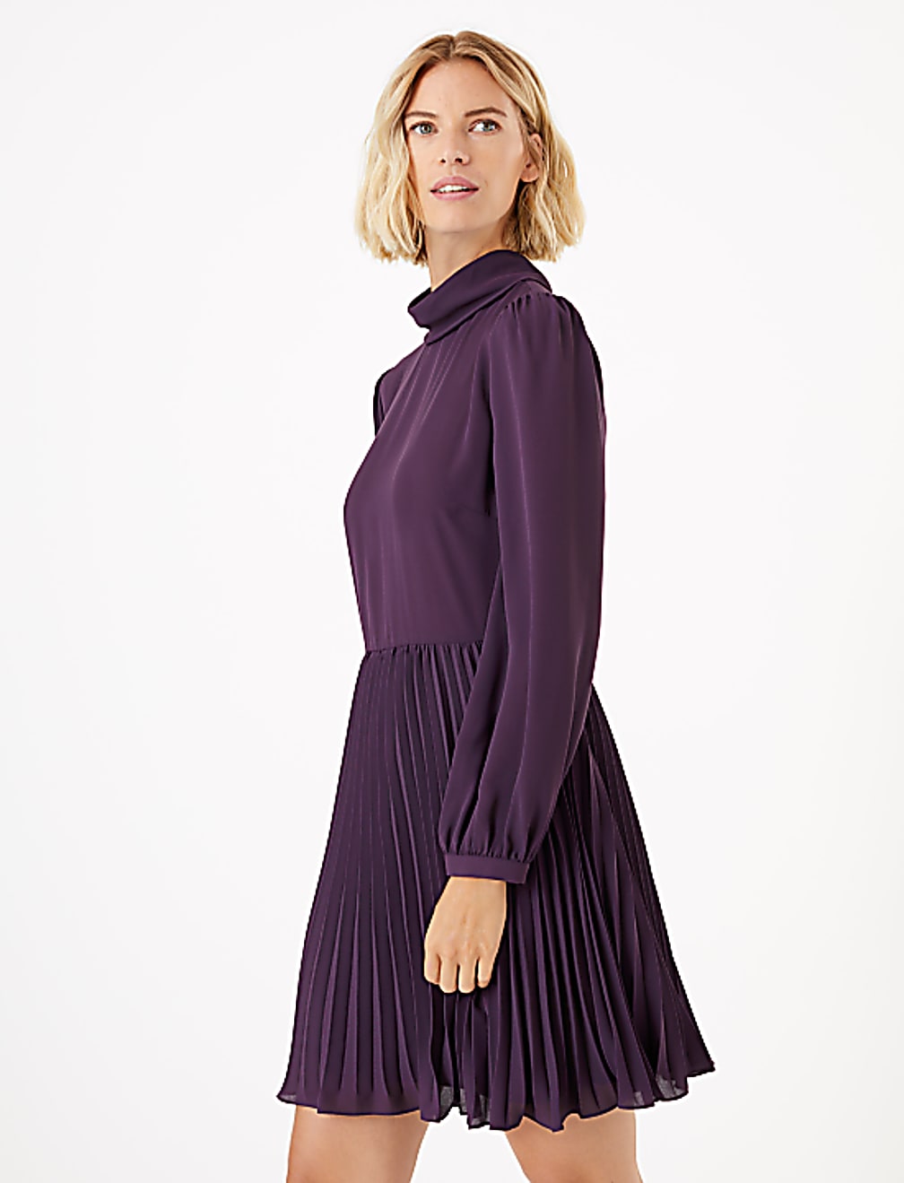 Chiffon Pleated Waisted Mini Dress