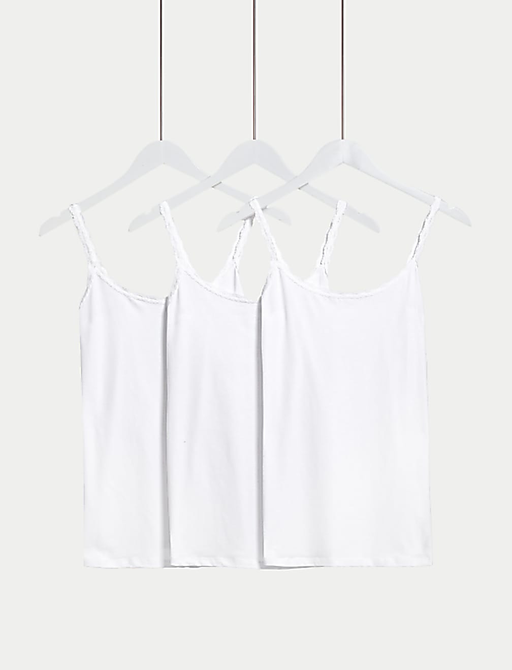 3pk Cotton Rich Lace Trim Vests