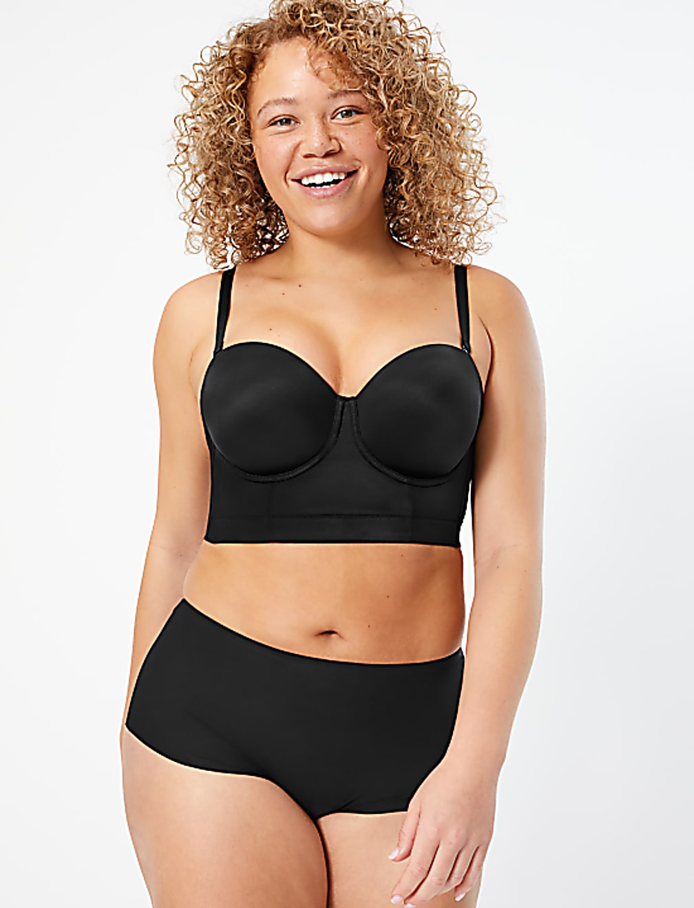 Longline Low Back Padded Strapless Bra A-DD