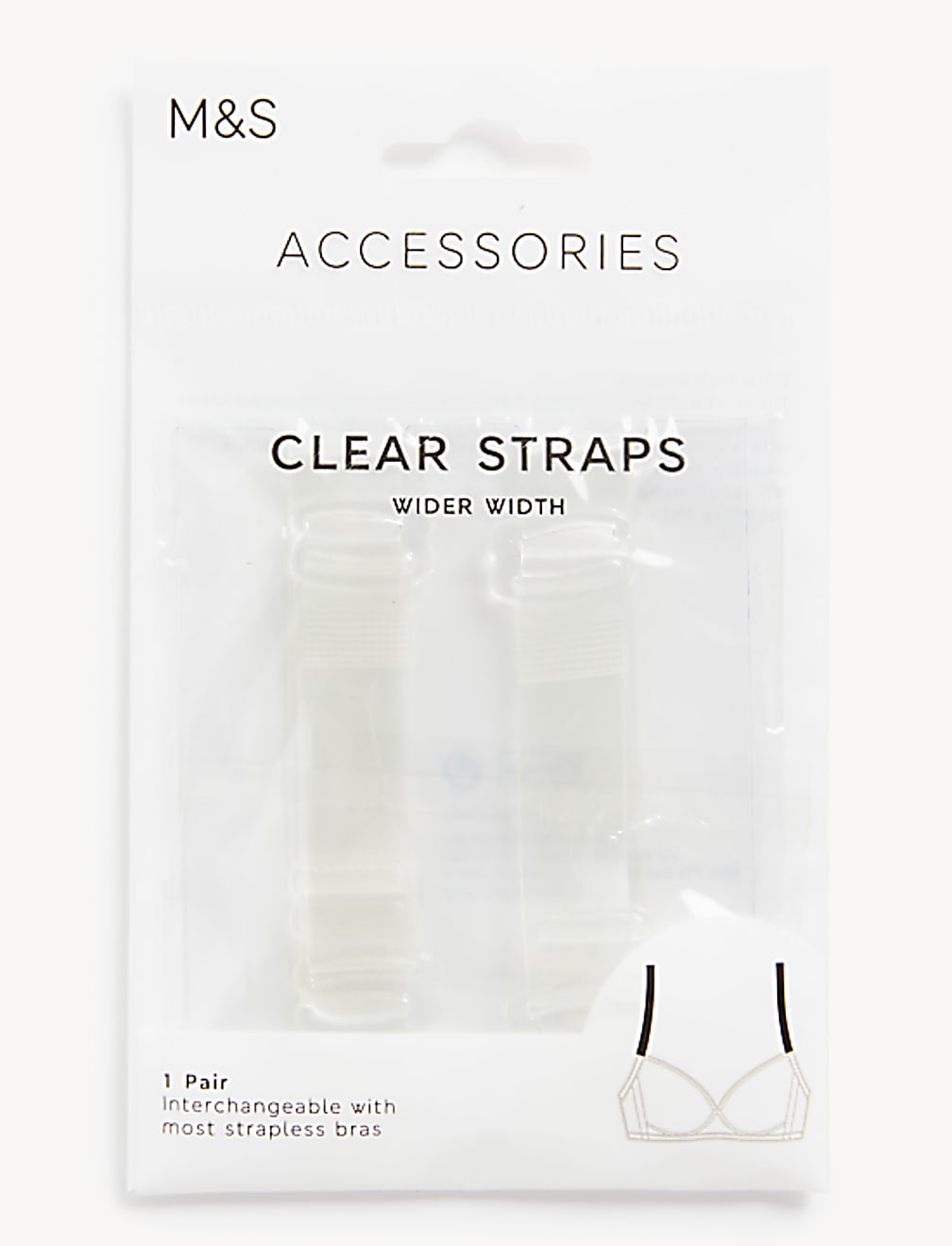 Detachable Clear Bra Straps - Wider Width
