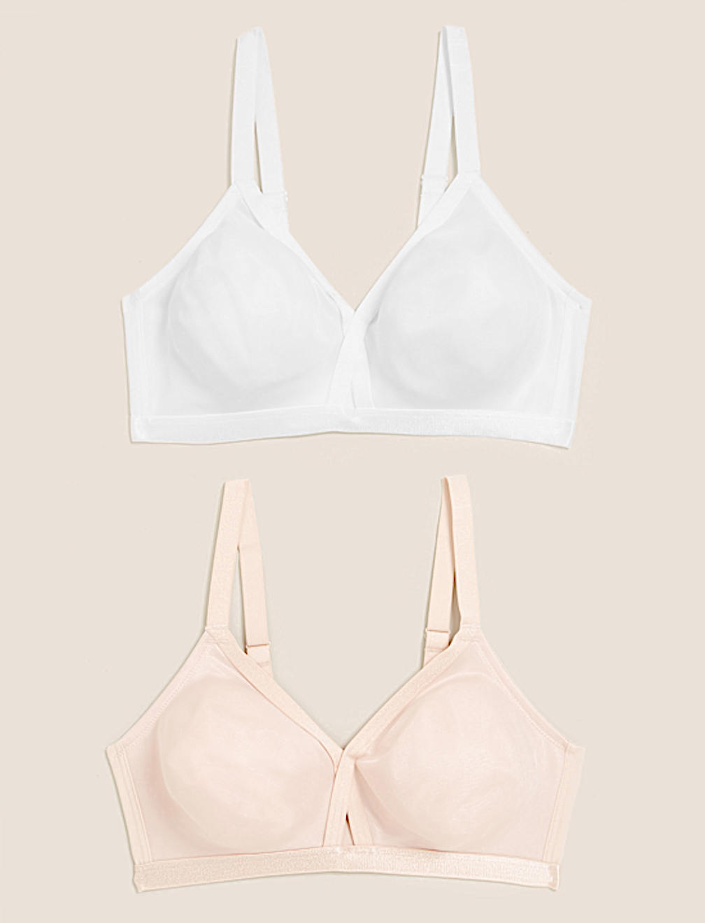 2pk Full Cup Crossover Non-Wired Bras A-E