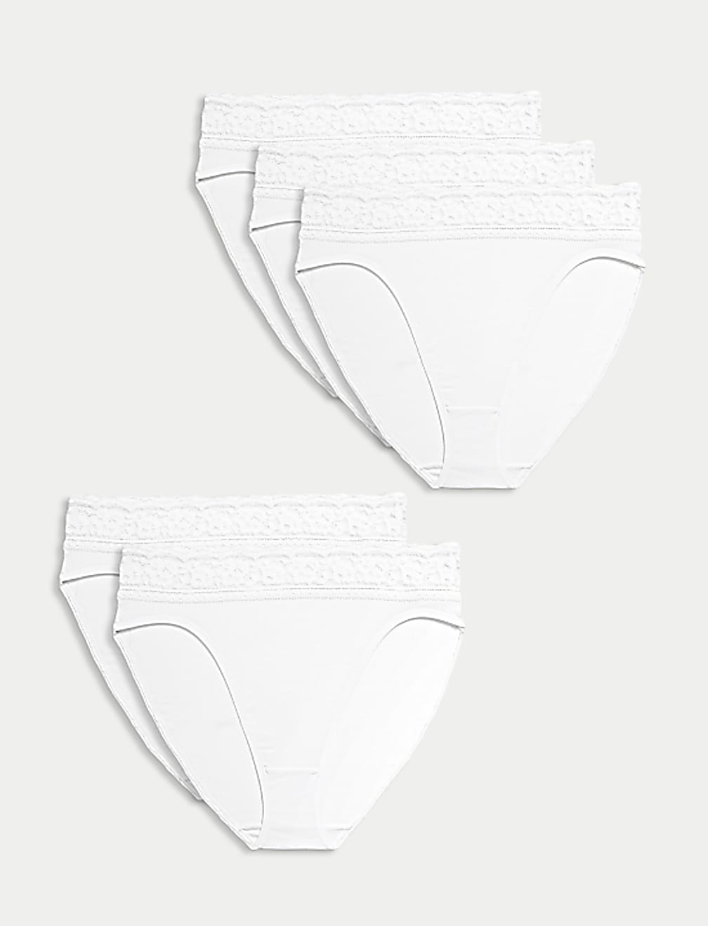 5pk Cotton Rich High Waisted High Leg Knickers