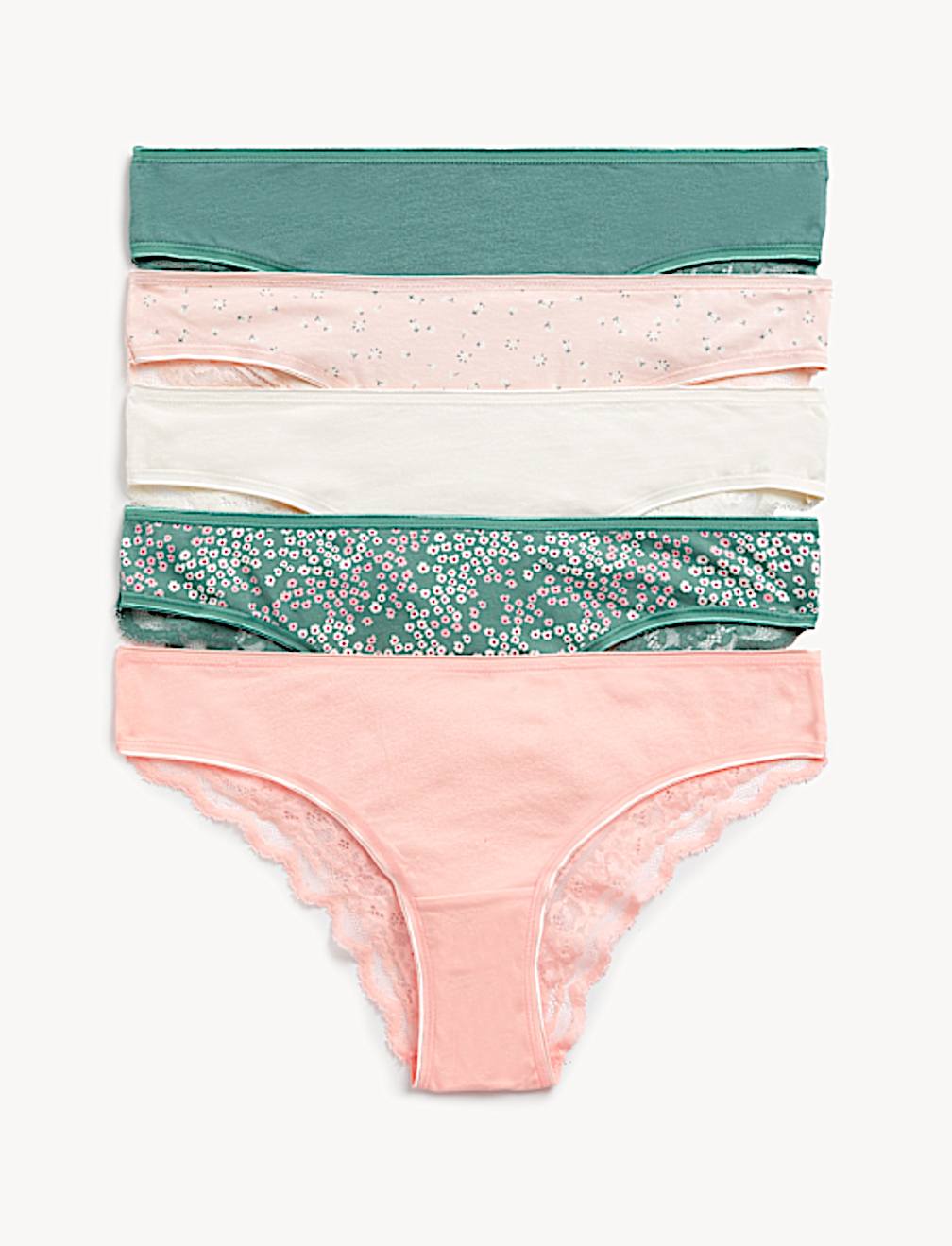 5pk Cotton Rich Printed Brazilian Knickers