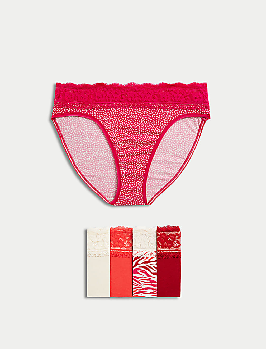 5pk Cotton Rich Printed High Leg Knickers