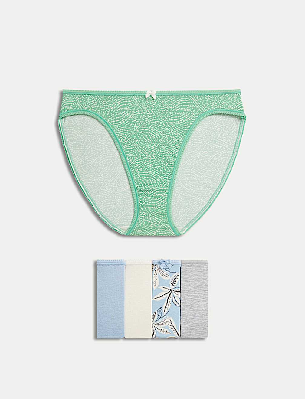 5pk Cotton Lycra™ High Leg Knickers