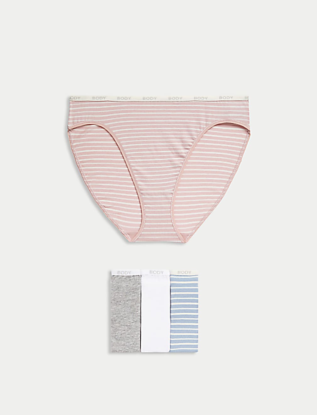4pk Cotton Rich High Leg Knickers
