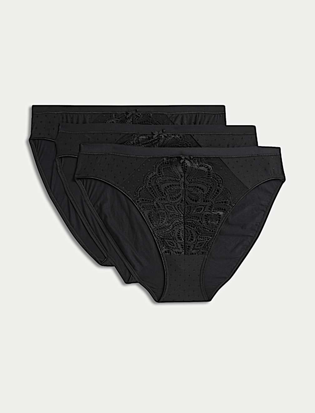 3pk Amelia Lace High Leg Knickers
