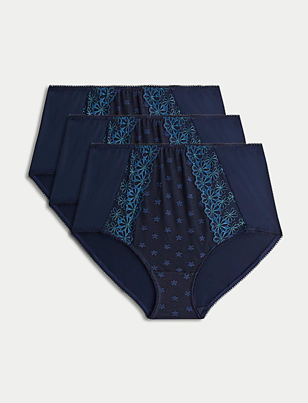3pk Daisy Embroidery Full Briefs