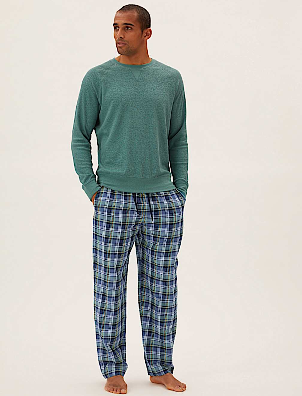 Pure Cotton Checked Loungewear Bottoms