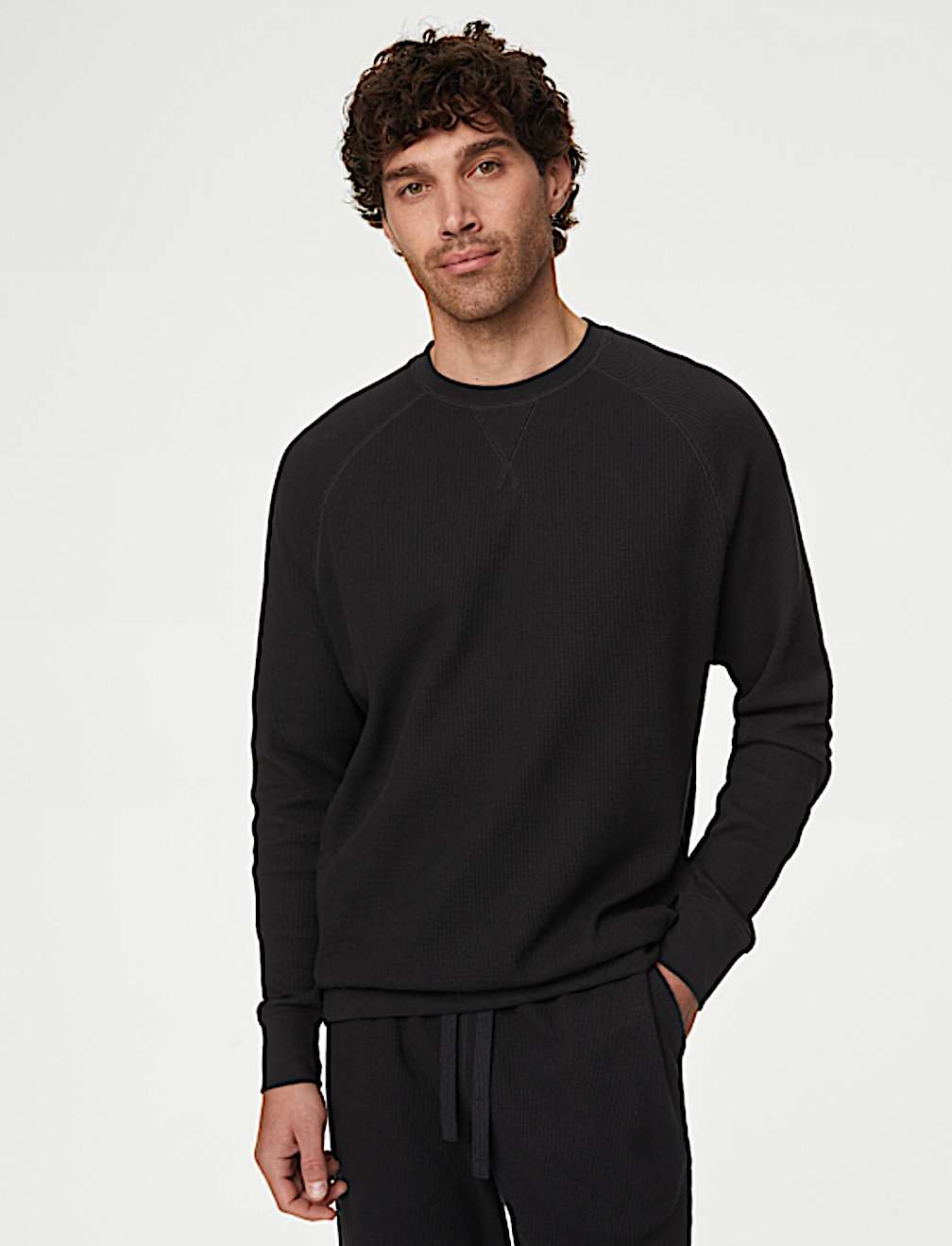 Pure Cotton Waffle Loungewear Sweatshirt