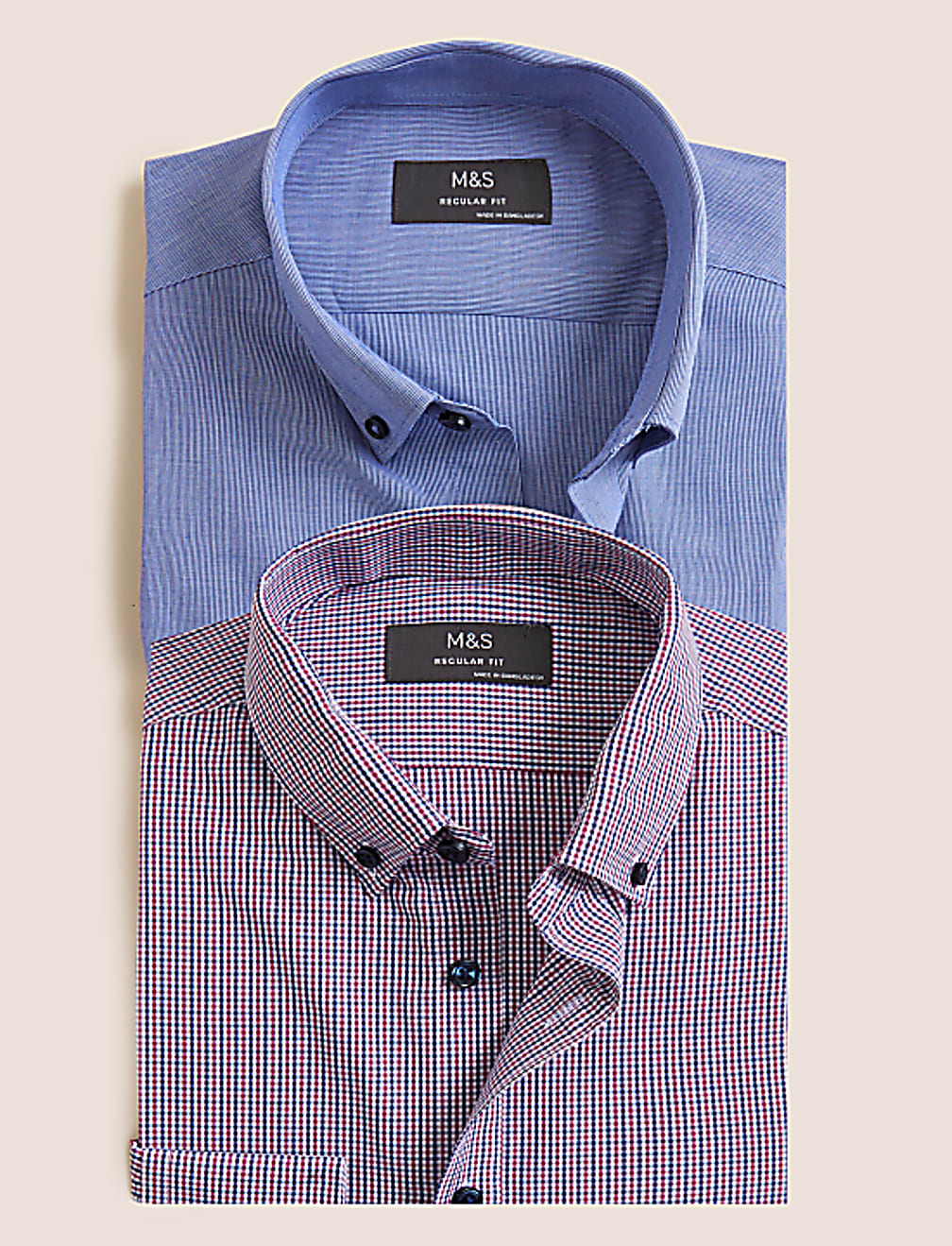 2 Pack Regular Fit Cotton Blend Shirts