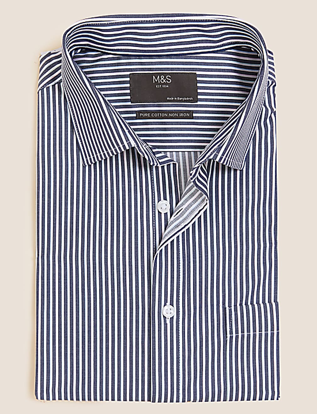 Regular Fit Pure Cotton Striped Short Sleeve Shirt