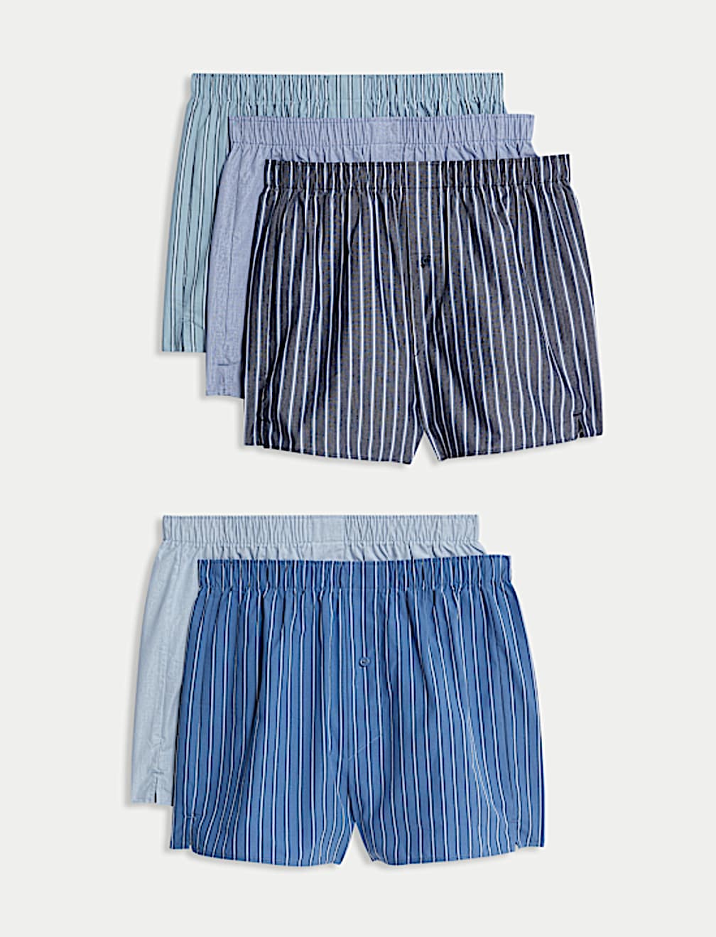 5pk Pure Cotton Striped Woven Boxers
