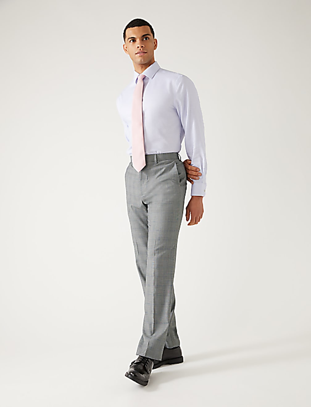 Regular Fit Prince of Wales Check Suit Trousers