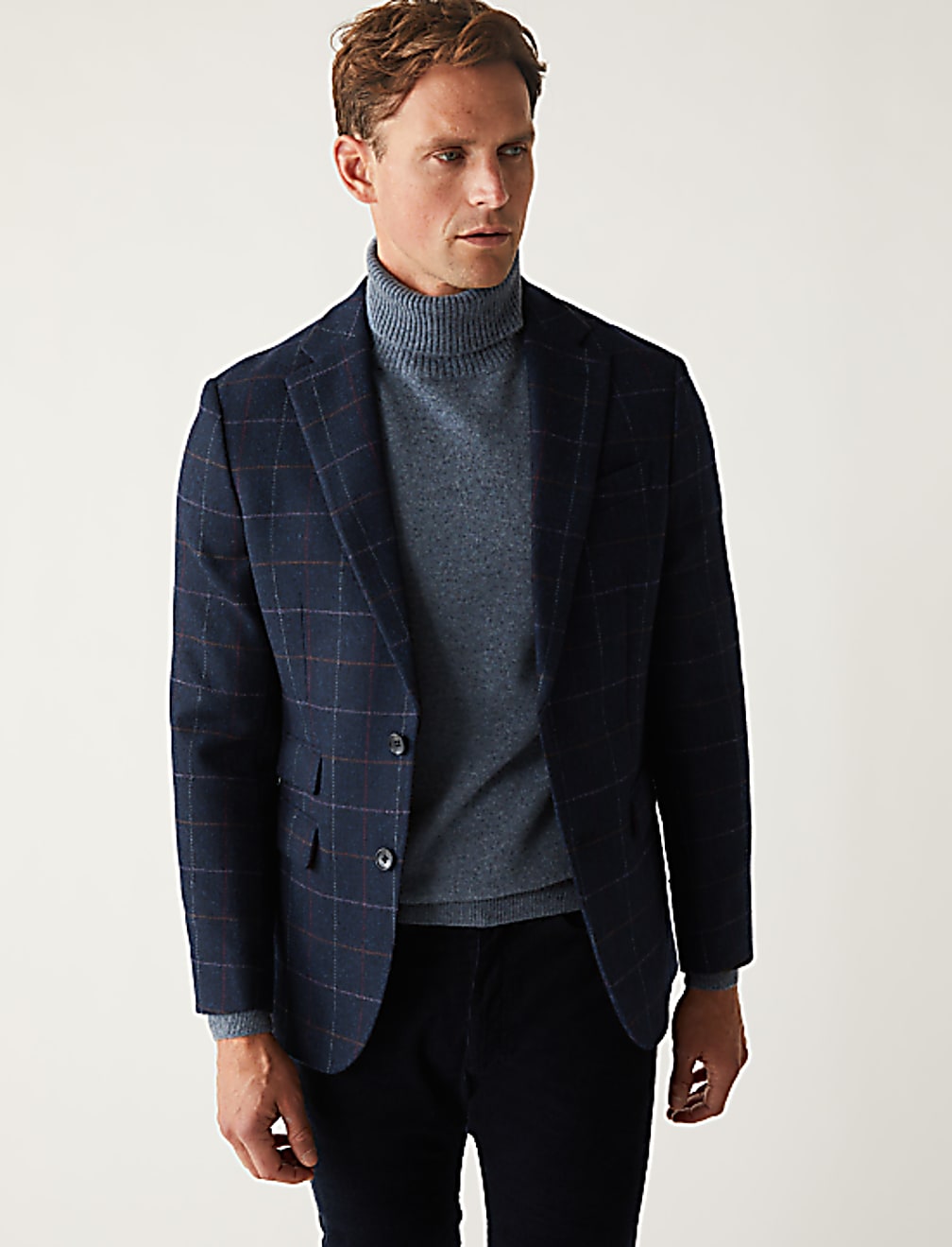 Buy Pure British Wool Check Jacket at Marks Spencer