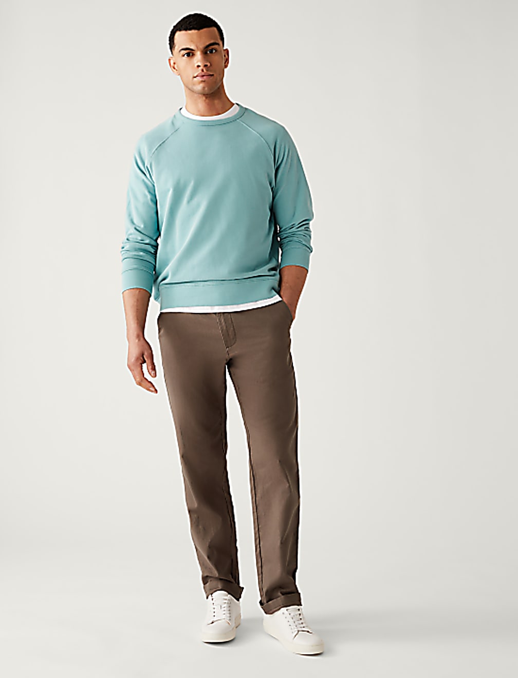 Linen Mix Plain Regular Fit Trousers