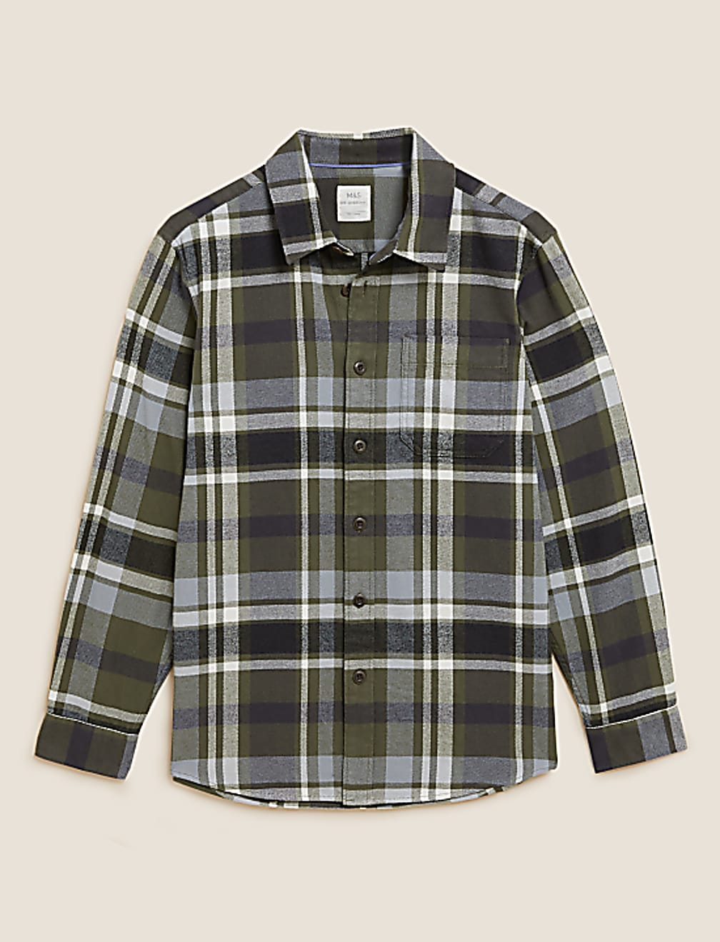 Pure Cotton Check Twill Overshirt