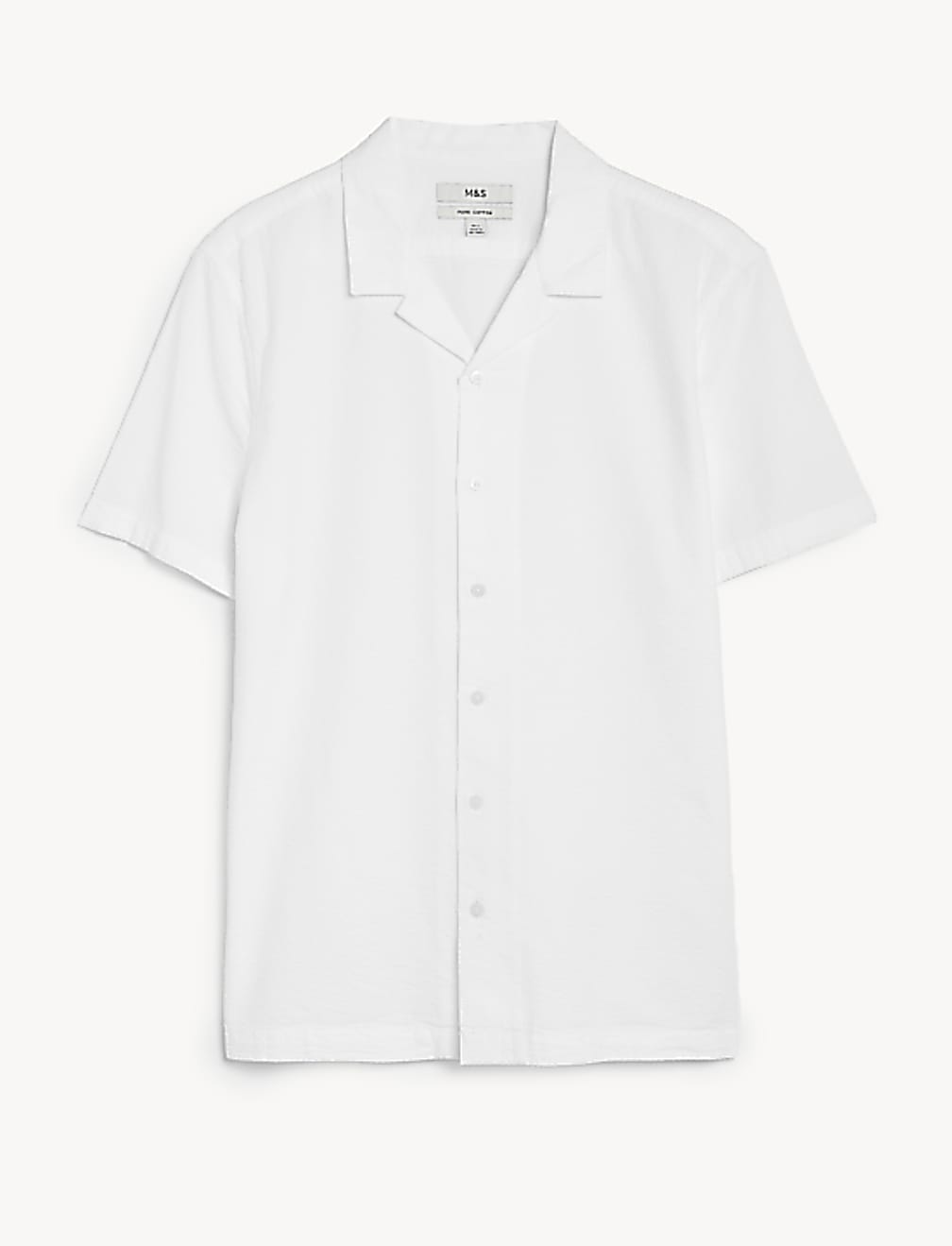 Pure Cotton Seersucker Cuban Collar Shirt