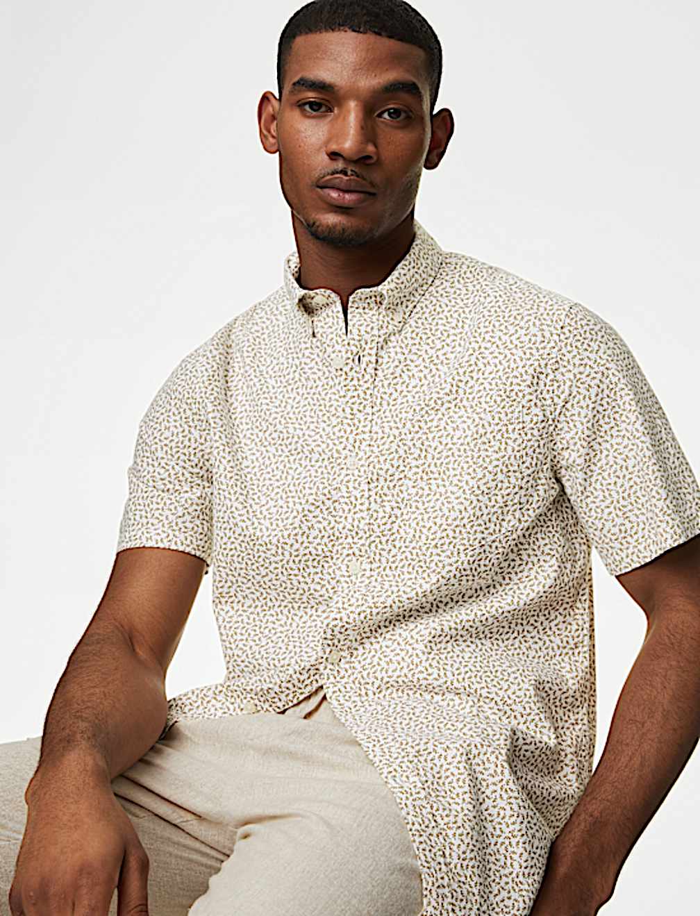Easy Iron Pure Cotton Print Oxford Shirt