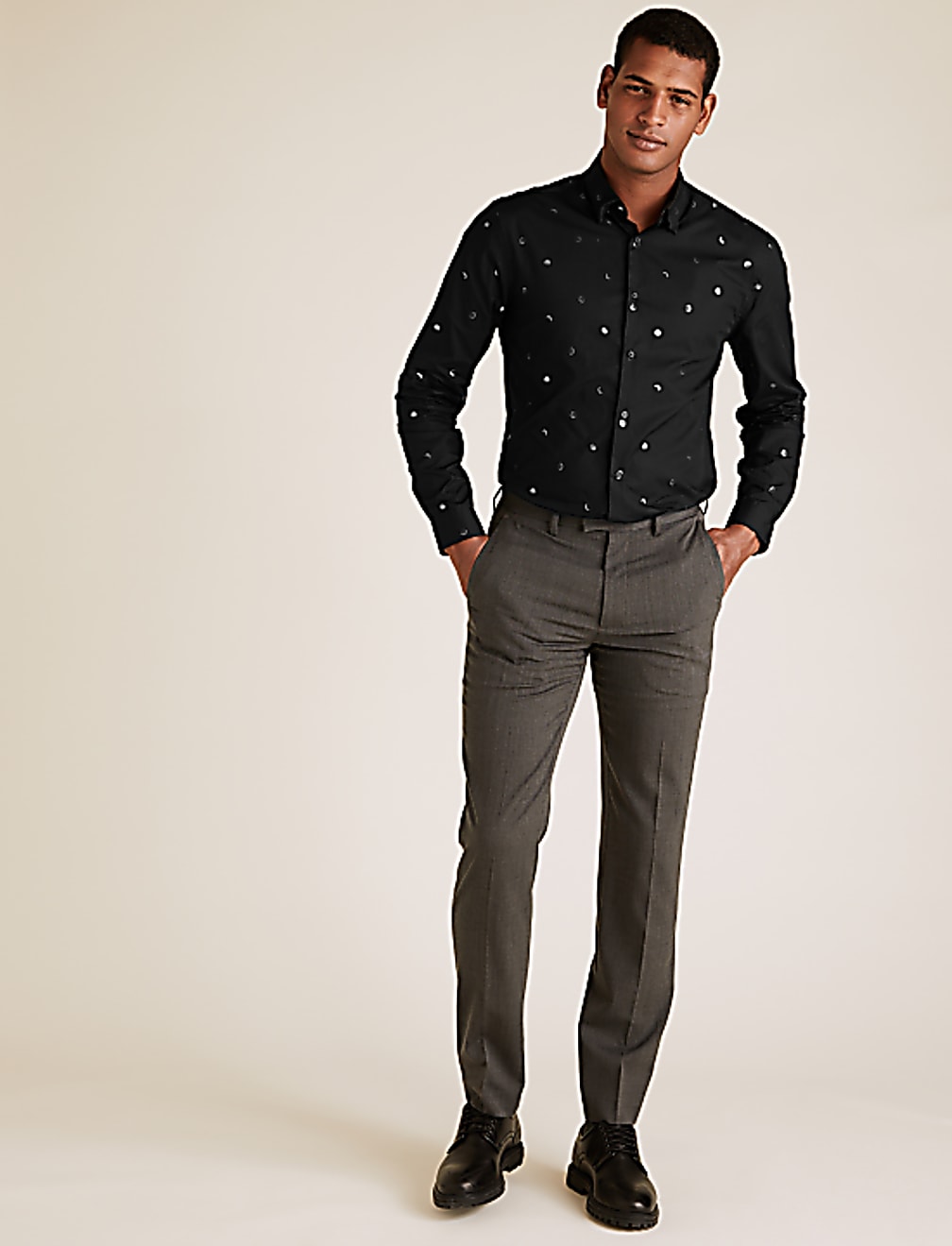 Pure Cotton Foil Polka Dot Shirt