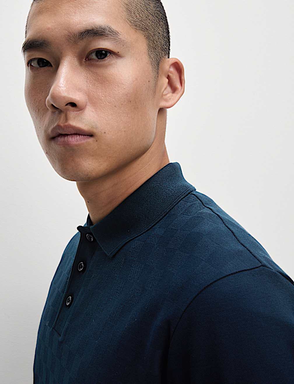 Pure Cotton Textured Pique Polo Shirt