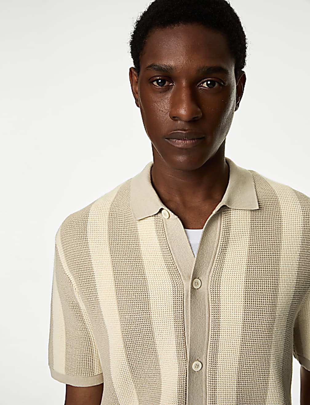 Cotton Rich Striped Knitted Polo Shirt