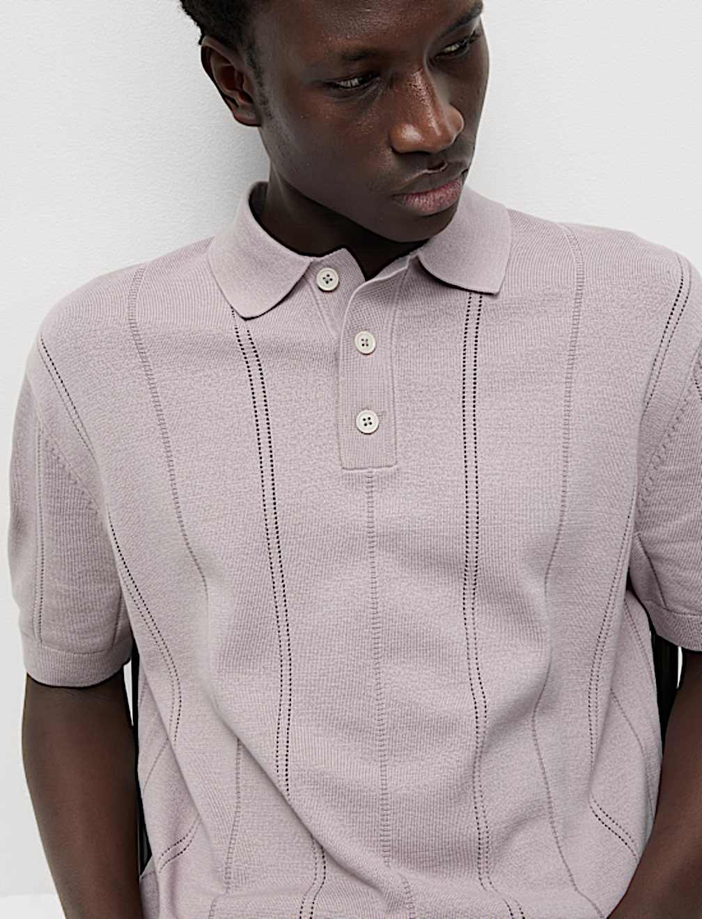 Pure Cotton Textured Knitted Polo Shirt