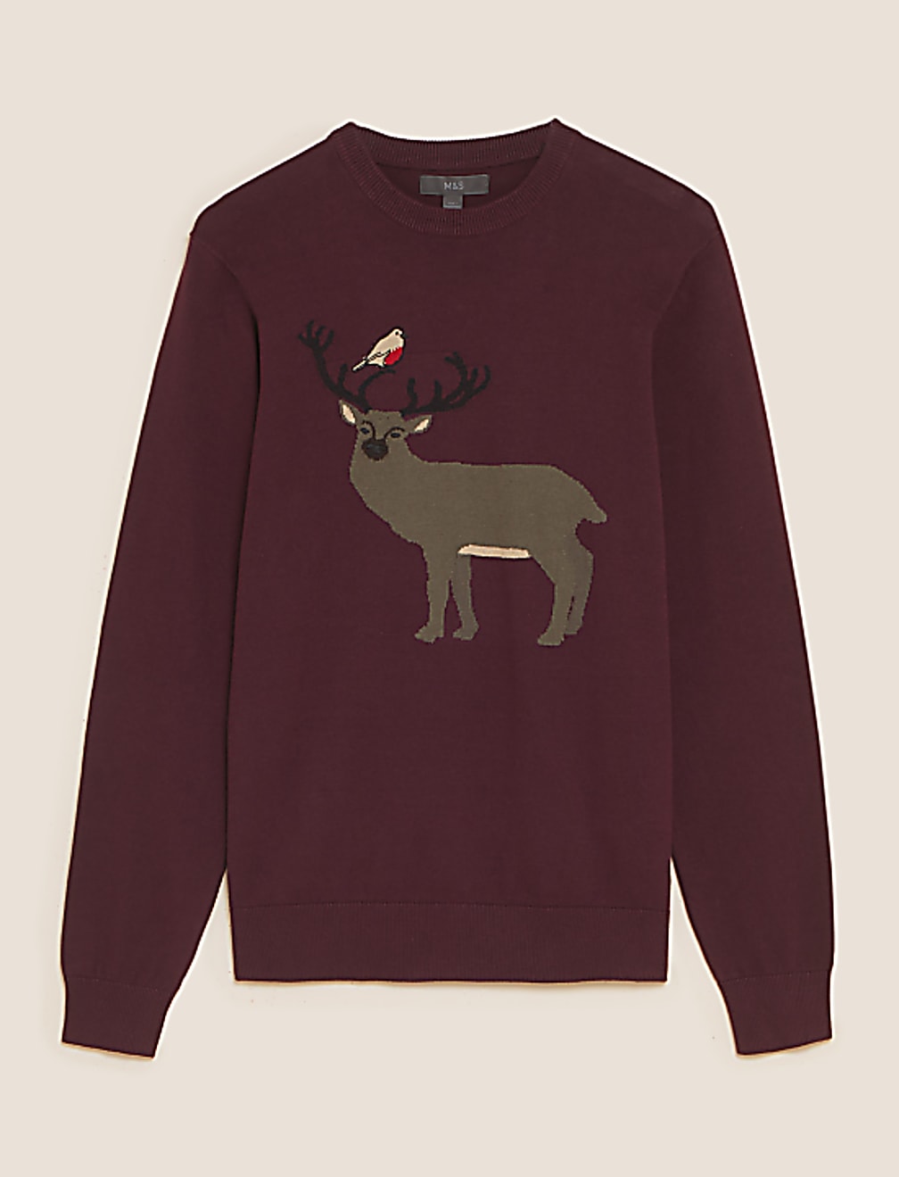 Pure Cotton Robin and Reindeer Christmas Jumper