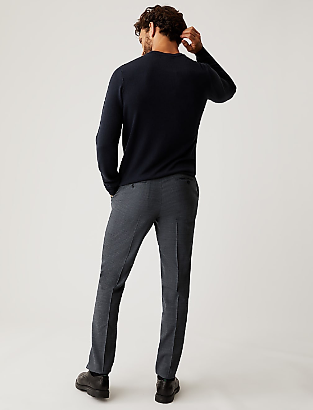 Regular Fit Wool Blend Flat Front Trousers