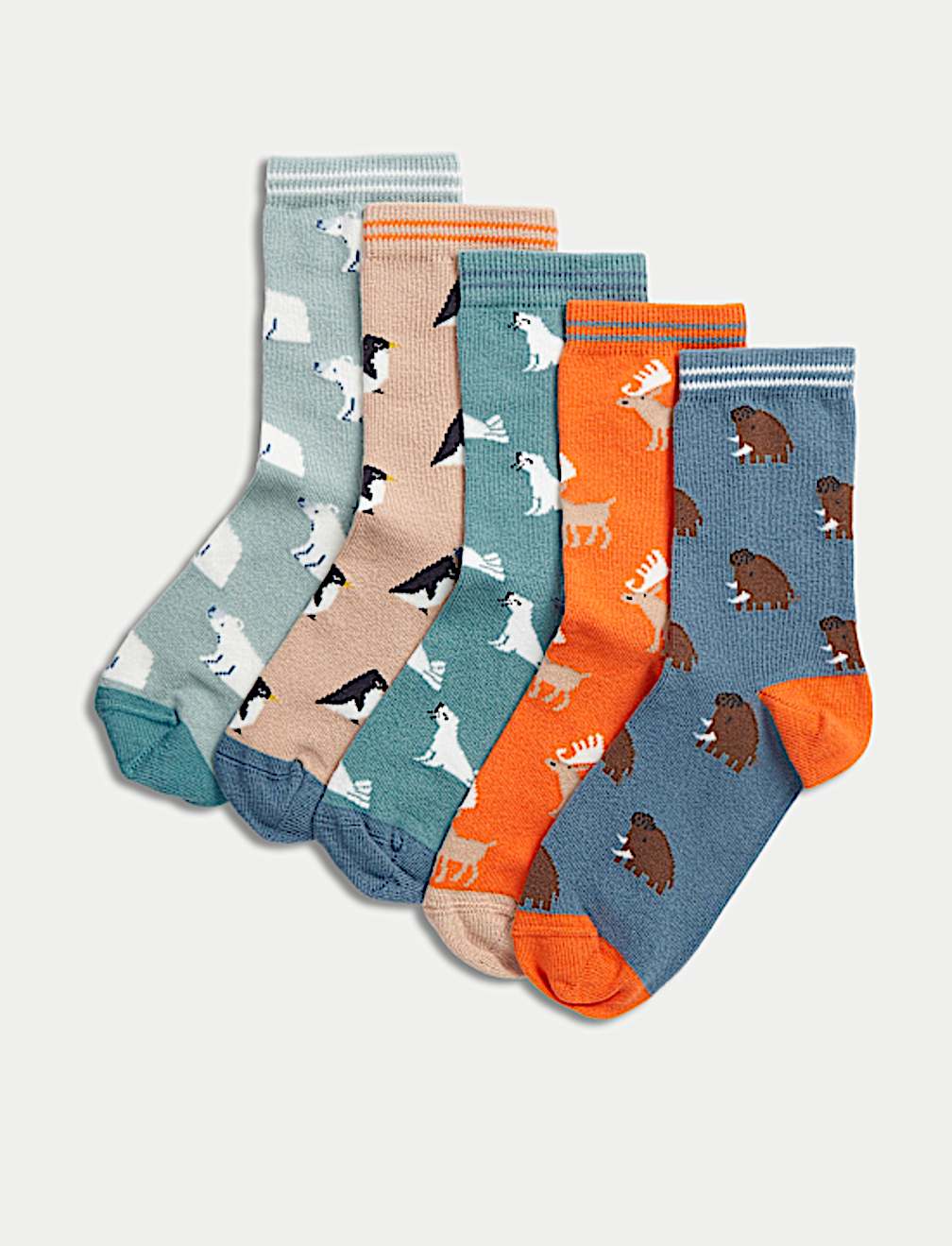 5pk Cotton Rich Animal Socks (6 Small - 7 Large)