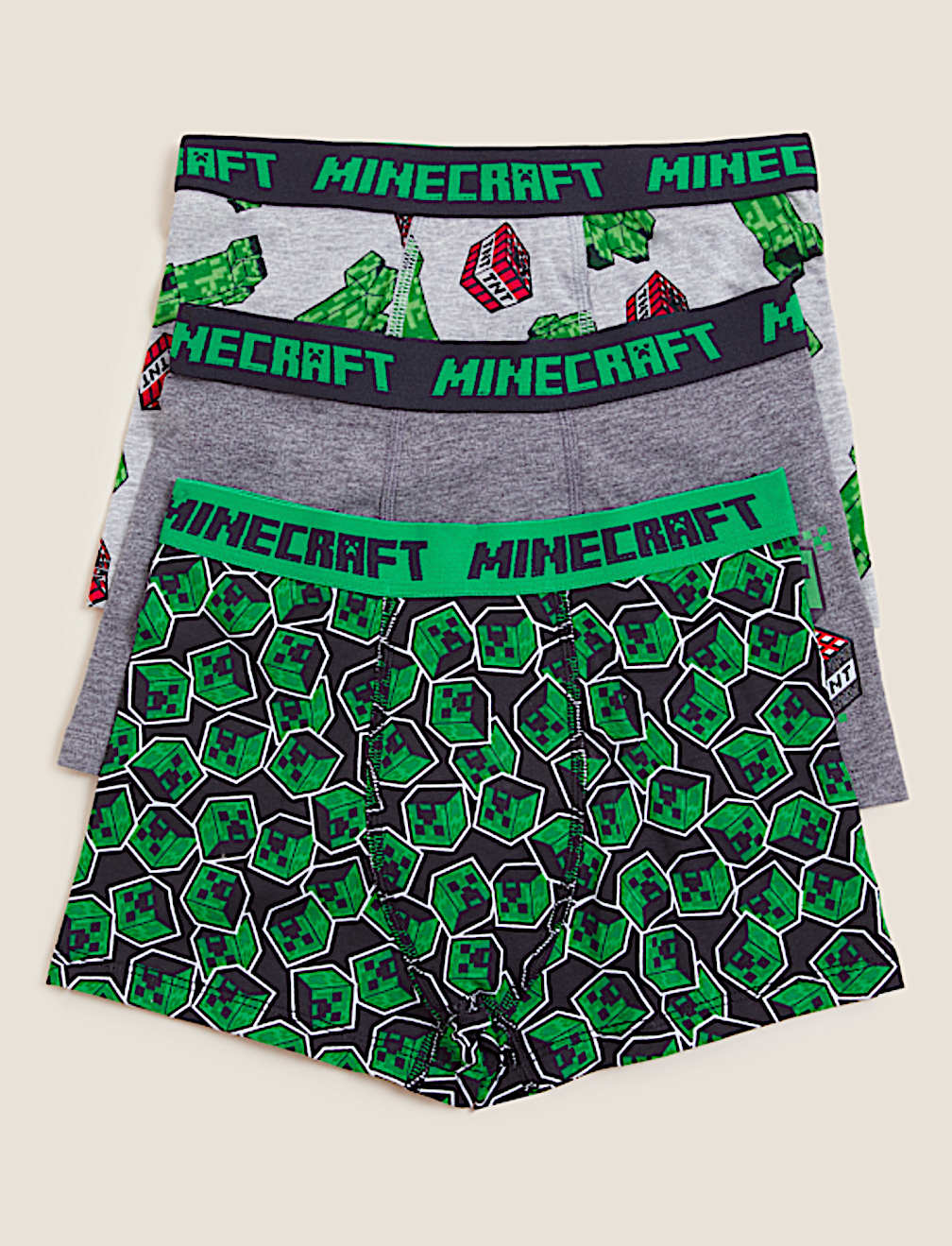 3pk Cotton Rich with Stretch Minecraft™ Trunks (4-16 Yrs)