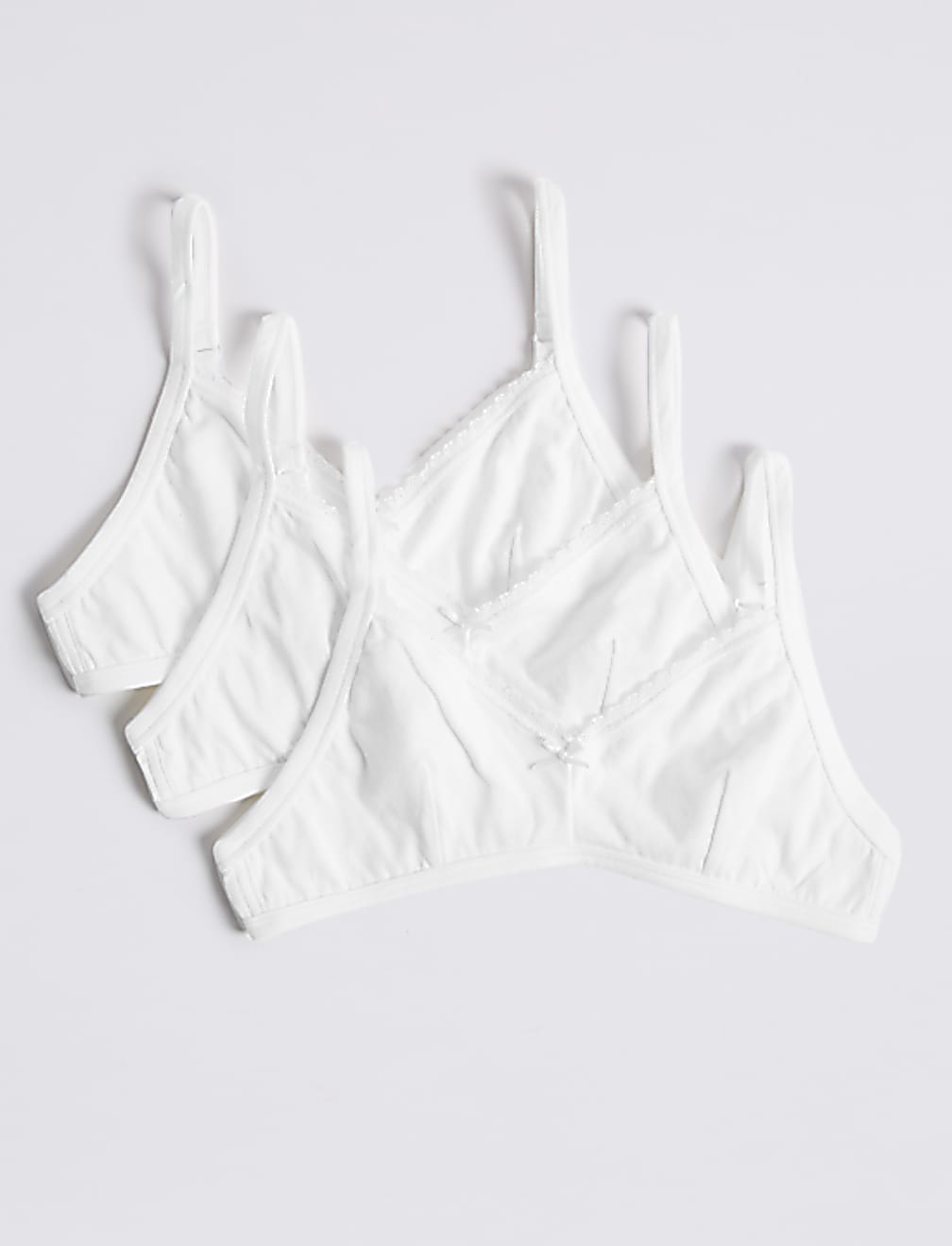 3 Pack Pure Cotton Lace Trim Bras (A-B)