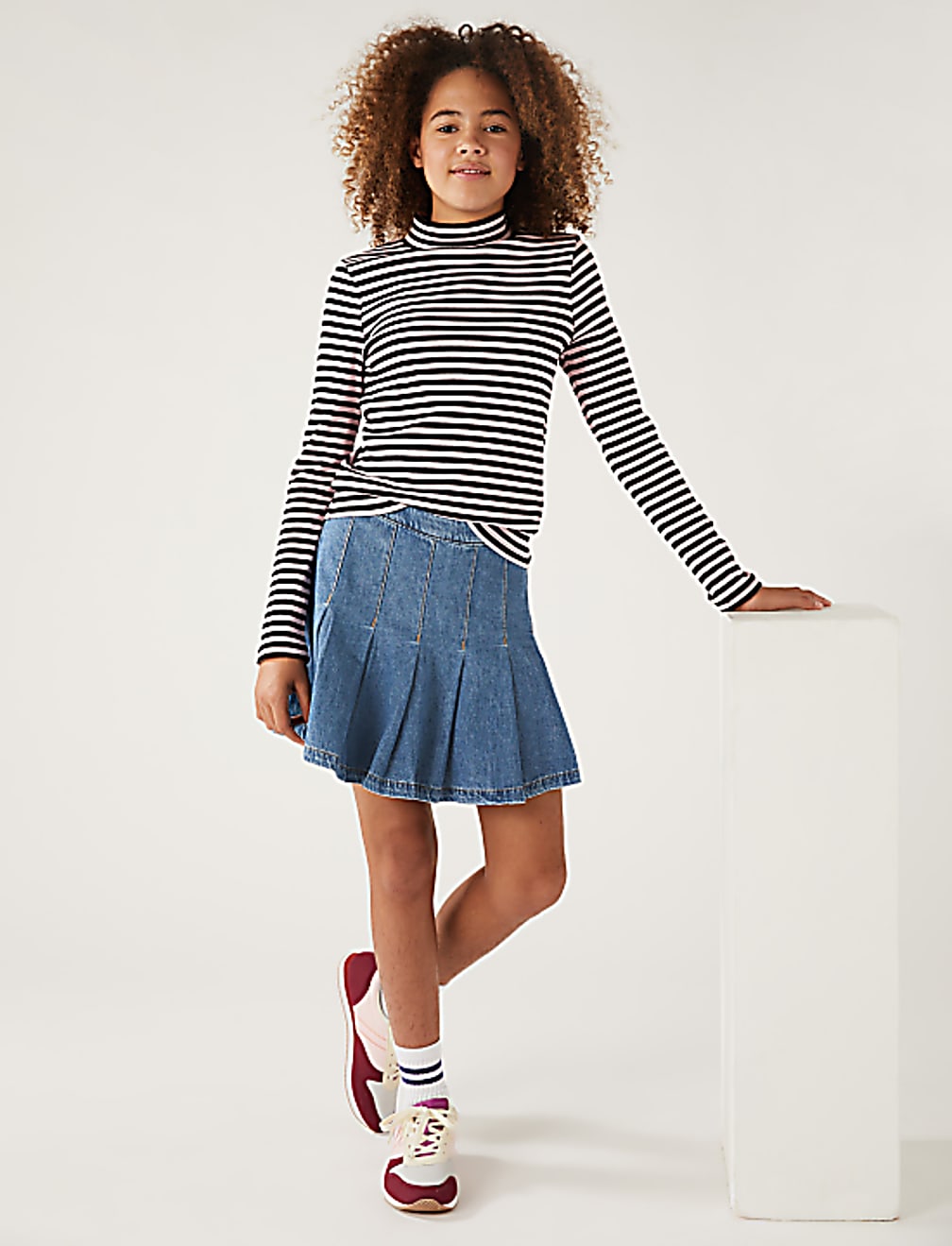 Denim Pleated Skirt (6-16 Yrs)