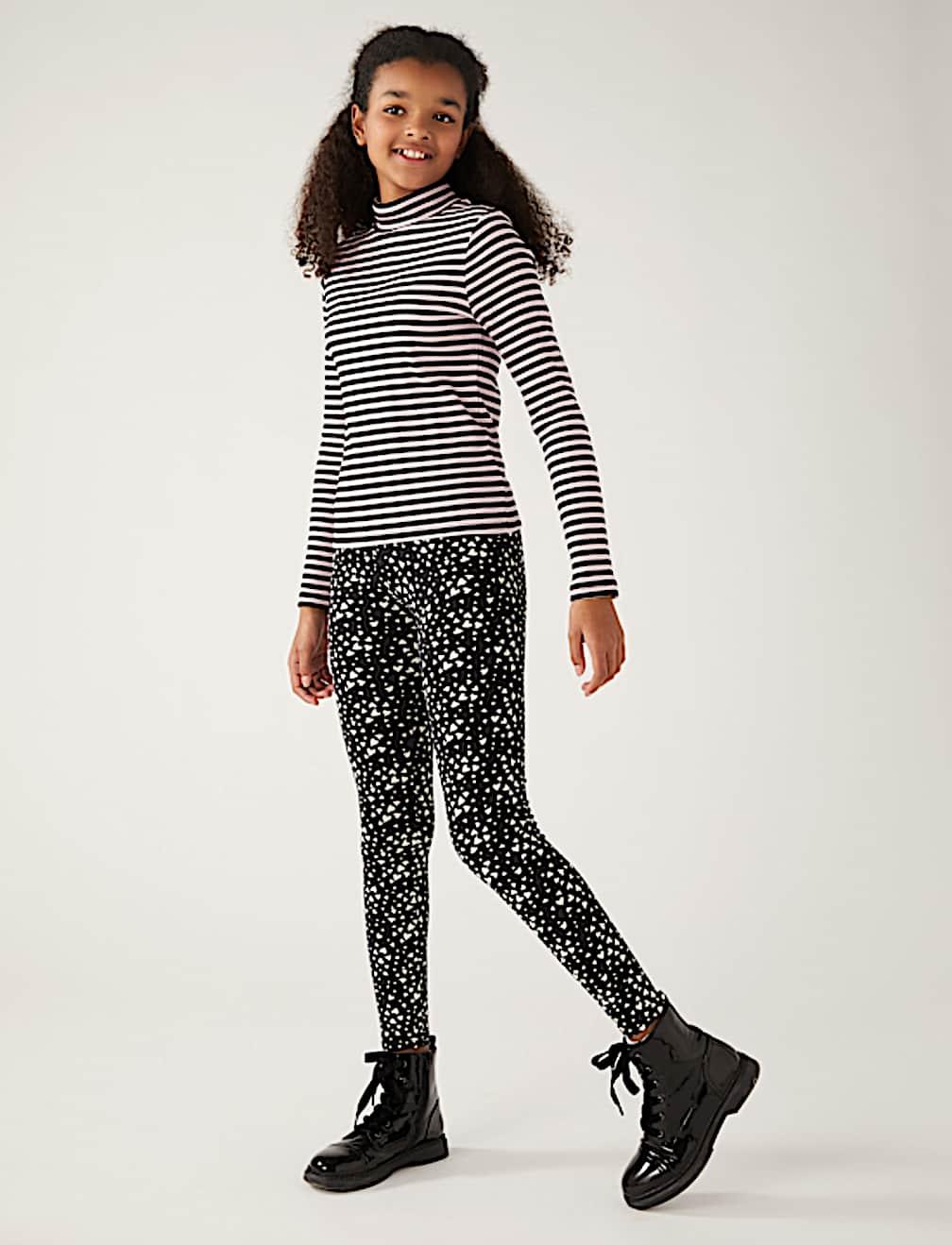 Cotton Rich Heart Print Leggings