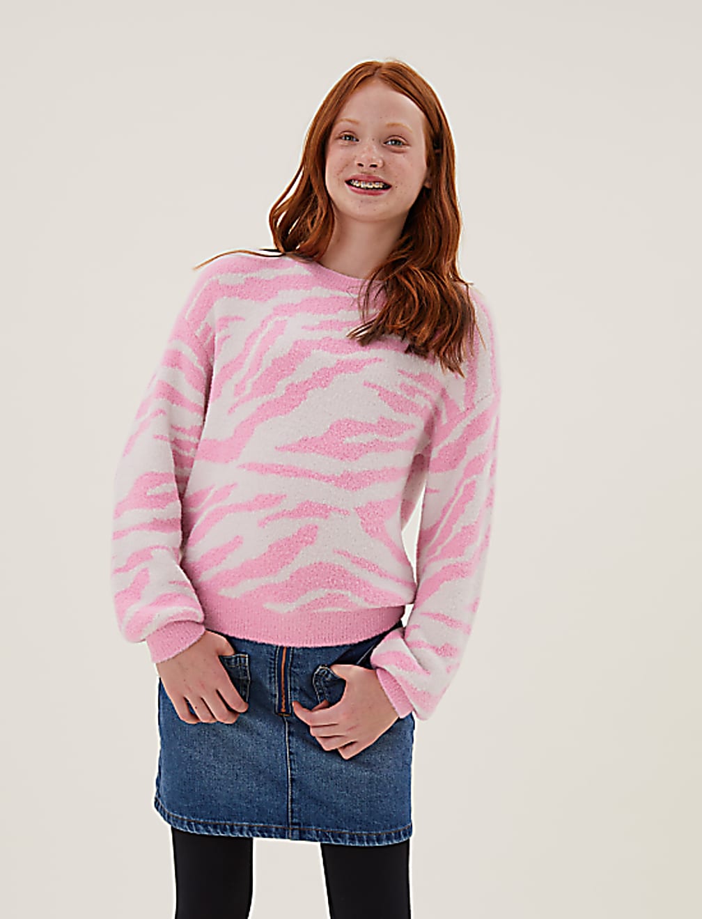 Zebra Print Knitted Jumper (6-16 Yrs)