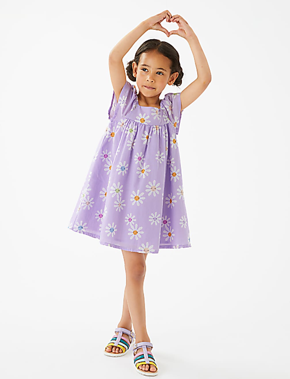 Pure Cotton Daisy Print Dress (2-7 Yrs)