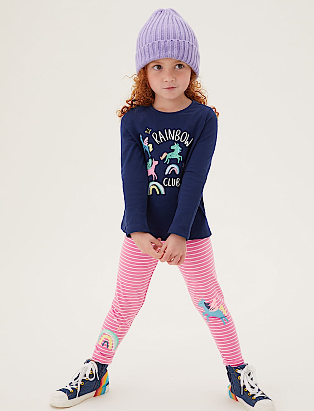 Cotton Rich Striped Unicorn Leggings (2-7 Yrs)